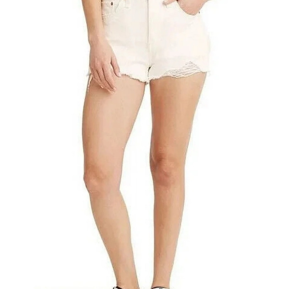 Levi's White Jean Shorts High-Waisted Vintage Style
